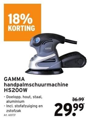 Promoties Gamma handpalmschuurmachine hs200w - Gamma - Geldig van 29/11/2023 tot 12/12/2023 bij Gamma