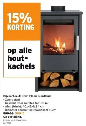 Promoties Houtkachel livin flame nordland - Livin Flame - Geldig van 29/11/2023 tot 12/12/2023 bij Gamma