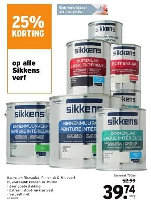 Promoties Sikkens verf binnenlak - Sikkens - Geldig van 29/11/2023 tot 12/12/2023 bij Gamma
