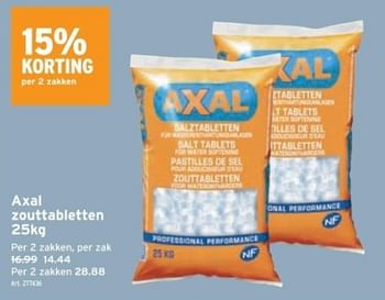 Promoties Axal zouttabletten - Axal - Geldig van 29/11/2023 tot 12/12/2023 bij Gamma
