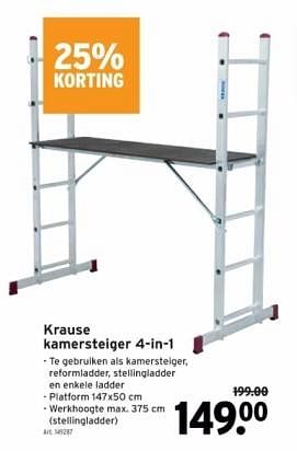 Promoties Krause kamersteiger 4-in-1 - Krause - Geldig van 29/11/2023 tot 12/12/2023 bij Gamma