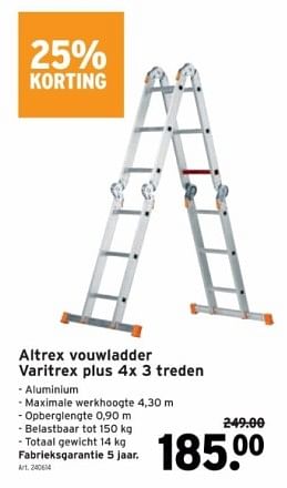 Promoties Altrex vouwladder varitrex plus - Altrex - Geldig van 29/11/2023 tot 12/12/2023 bij Gamma