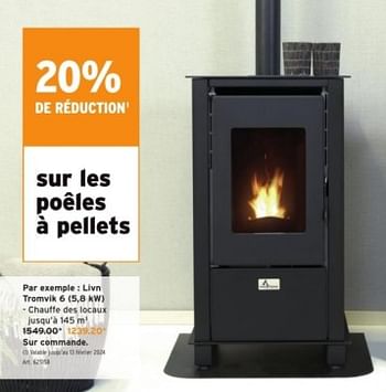 Promotions Poeles à pellet livn tromvik 6 - Livin Flame - Valide de 29/11/2023 à 12/12/2023 chez Gamma