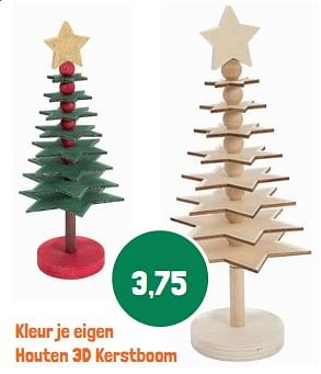 Promoties Kleur je eigen houten 3d kerstboom - Huismerk - Lobbes - Geldig van 06/12/2023 tot 24/12/2023 bij Lobbes