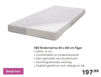 Promoties Abz kindermatras tijger - ABZ - Geldig van 03/12/2023 tot 30/12/2023 bij Baby & Tiener Megastore