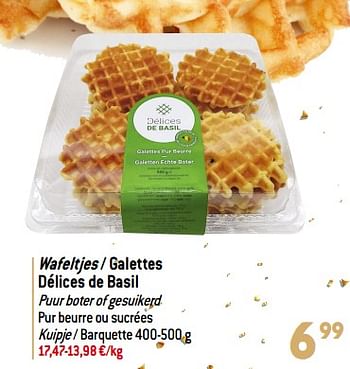 Promoties Wafeltjes - galettes délices de basil - Les délices de Basil - Geldig van 06/12/2023 tot 31/12/2023 bij Match