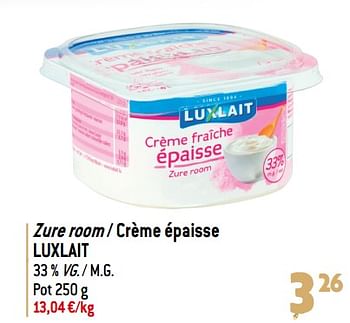 Promoties Zure room - crème épaisse luxlait - Luxlait - Geldig van 06/12/2023 tot 31/12/2023 bij Match