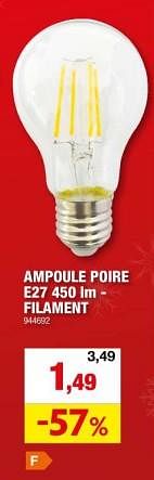 Promotions Ampoule poire e27 filament - Produit maison - Hubo  - Valide de 06/12/2023 à 17/12/2023 chez Hubo