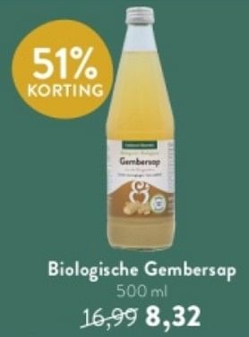 Promoties Biologische gembersap - Huismerk - Holland & Barrett - Geldig van 27/11/2023 tot 26/12/2023 bij Holland & Barret