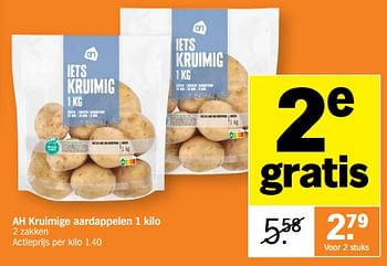 Promotions Ah kruimige aardappelen - Produit Maison - Albert Heijn - Valide de 11/12/2023 à 17/12/2023 chez Albert Heijn