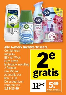 Promotions Air wick pure fresh lentedauw navulling - Airwick - Valide de 11/12/2023 à 17/12/2023 chez Albert Heijn