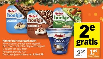 Promoties Almhof portieverpakkingen choco met echte slagroom original - Almhof - Geldig van 11/12/2023 tot 17/12/2023 bij Albert Heijn