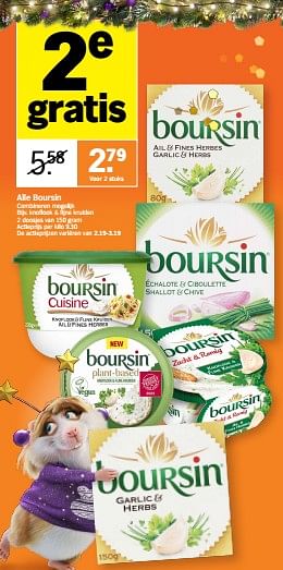 Promoties Boursin knoflook + fijne kruiden - Boursin - Geldig van 11/12/2023 tot 17/12/2023 bij Albert Heijn