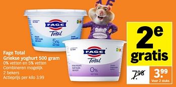 Promoties Fage total griekse yoghurt - Fage - Geldig van 11/12/2023 tot 17/12/2023 bij Albert Heijn