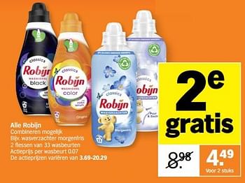 Promoties Robijn wasverzachter morgenfris - Robijn - Geldig van 11/12/2023 tot 17/12/2023 bij Albert Heijn