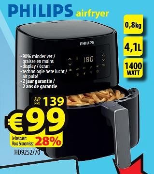 Promoties Philips airfryer hd9252-70 - Philips - Geldig van 13/12/2023 tot 20/12/2023 bij ElectroStock