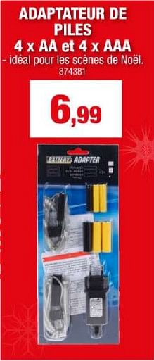 Promotions Adaptateur de piles 4 × aa et 4 × aaa - Produit maison - Hubo  - Valide de 06/12/2023 à 17/12/2023 chez Hubo