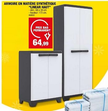 Promotions Armoire en matière synthétique linear haut - Keter - Valide de 06/12/2023 à 17/12/2023 chez Hubo