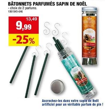 Promotions Bâtonnets parfumés sapin de noël - Produit maison - Hubo  - Valide de 06/12/2023 à 17/12/2023 chez Hubo