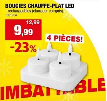 Promotions Bougies chauffe-plat led - Produit maison - Hubo  - Valide de 06/12/2023 à 17/12/2023 chez Hubo