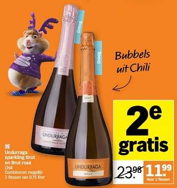 Promotions Undurraga sparkling brut en brut rosé - Mousseux - Valide de 11/12/2023 à 17/12/2023 chez Albert Heijn