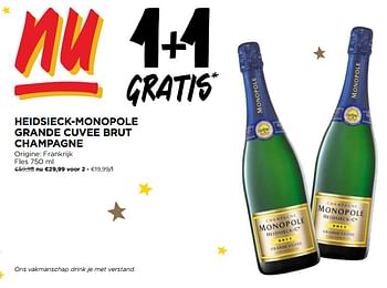 Promoties Heidsieck-monopole grande cuvee brut champagne - Champagne - Geldig van 13/12/2023 tot 19/12/2023 bij Jumbo