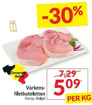 Promoties Varkensfiletkoteletten - Huismerk - Intermarche - Geldig van 12/12/2023 tot 17/12/2023 bij Intermarche