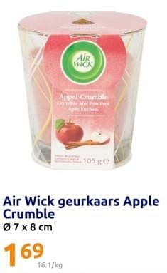 Promotions Air wick geurkaars apple crumble - Airwick - Valide de 13/12/2023 à 19/12/2023 chez Action
