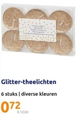 Promoties Glitter-theelichten - Huismerk - Action - Geldig van 13/12/2023 tot 19/12/2023 bij Action