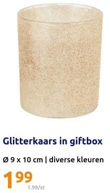 Promoties Glitterkaars in giftbox - Huismerk - Action - Geldig van 13/12/2023 tot 19/12/2023 bij Action