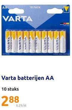 Promoties Varta batterijen aa - Varta - Geldig van 13/12/2023 tot 19/12/2023 bij Action