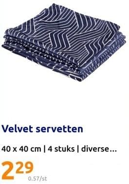 Promoties Velvet servetten - Huismerk - Action - Geldig van 13/12/2023 tot 19/12/2023 bij Action