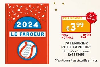 Promoties Calendrier petit farceur - Huismerk - Trafic  - Geldig van 13/12/2023 tot 18/12/2023 bij Trafic