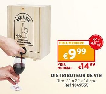 Promotions Distributeur de vin - Produit maison - Trafic  - Valide de 13/12/2023 à 18/12/2023 chez Trafic