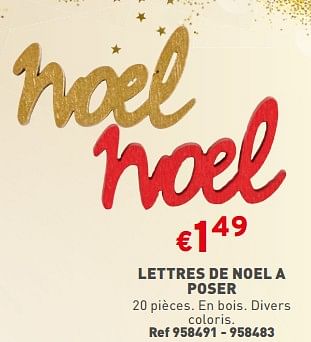 Promotions Lettres de noel a poser - Produit maison - Trafic  - Valide de 13/12/2023 à 18/12/2023 chez Trafic