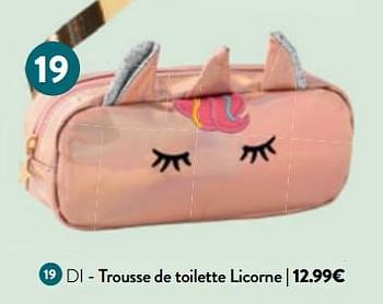 Promotions Trousse de toilette licorne - Produit maison - DI - Valide de 07/12/2023 à 24/12/2023 chez DI