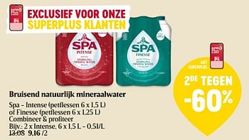 Promoties Bruisend natuurlijk mineraalwater spa - intense - Spa - Geldig van 14/12/2023 tot 20/12/2023 bij Delhaize