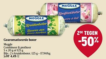 Promoties Gearomatiseerde boter meggle kruidenboter - Meggle - Geldig van 14/12/2023 tot 20/12/2023 bij Delhaize