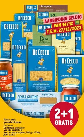 Promoties Pasta, linguine - De Cecco - Geldig van 14/12/2023 tot 20/12/2023 bij Delhaize