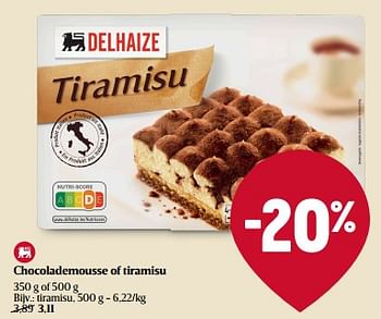 Promoties Tiramisu - Huismerk - Delhaize - Geldig van 14/12/2023 tot 20/12/2023 bij Delhaize
