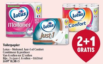 Promoties Toiletpapier lotus just-1 - Lotus Nalys - Geldig van 14/12/2023 tot 20/12/2023 bij Delhaize