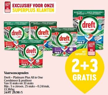 Promoties Vaatwascapsules dreft - platinum plus all in one citroen - Dreft - Geldig van 14/12/2023 tot 20/12/2023 bij Delhaize