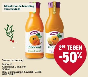 Promoties Vers vruchtensap innocent sinaasappel + wortel - Innocent - Geldig van 14/12/2023 tot 20/12/2023 bij Delhaize