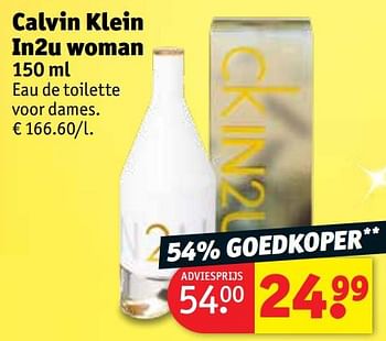 Promoties Calvin klein in2u woman edt - Calvin Klein - Geldig van 12/12/2023 tot 24/12/2023 bij Kruidvat