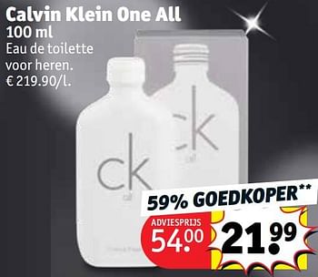 Promoties Calvin klein one all edt - Calvin Klein - Geldig van 12/12/2023 tot 24/12/2023 bij Kruidvat