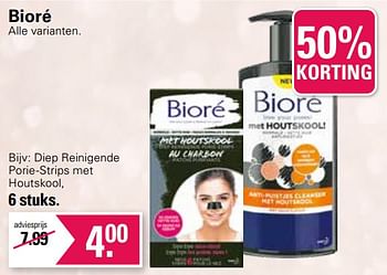 Promoties Diep reinigende porie-strips met houtskool - Bioré  - Geldig van 29/11/2023 tot 23/12/2023 bij De Online Drogist