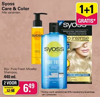Promoties Pure fresh micellar shampoo - Syoss - Geldig van 29/11/2023 tot 23/12/2023 bij De Online Drogist
