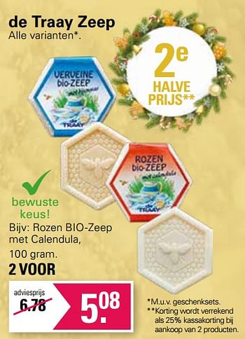 Promoties Rozen bio-zeep met calendula - de Traay - Geldig van 29/11/2023 tot 23/12/2023 bij De Online Drogist