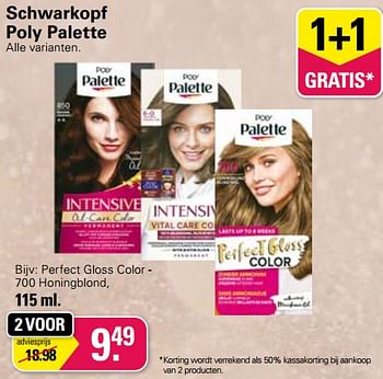Promoties Schwarzkopf poly palette perfect gloss color - 700 honingblond - Schwarzkopf - Geldig van 29/11/2023 tot 23/12/2023 bij De Online Drogist