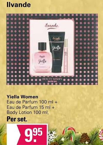 Promoties Yiella women eau de parfum + eau de parfum + body lotion - Ilvande - Geldig van 29/11/2023 tot 23/12/2023 bij De Online Drogist
